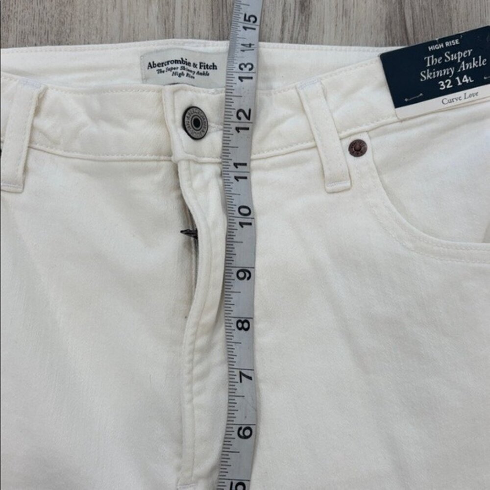Abercrombie & Fitch mid rise super skinny ANKLE White Jeans size 32 NWT STRETCH - Picture 8 of 11